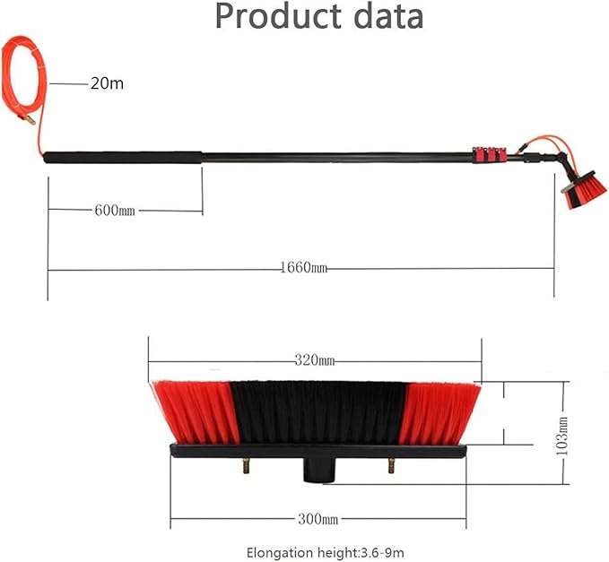 3.6M 5.4M 6M 7.2M 9M 11M Window Cleaning Pole Water Fed Telescopic Brush Extension Rod Cleaning Equipment for Photovoltaic Panel Cleaning Trucks Windows