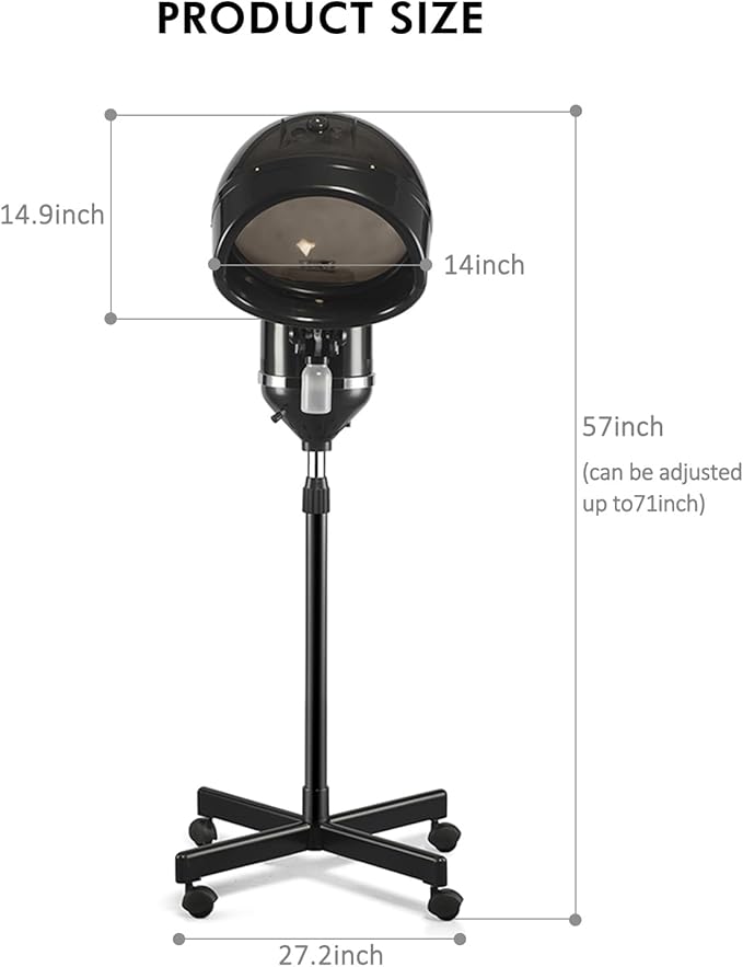 Artist hand Professional Hair Steamer for Deep Conditioning Height-Adjustable Standing Hair Steamer with Timer Hairdressing Care Hood Color Processor Beauty Salon Home