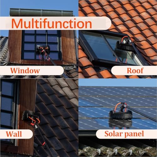Glass Cleaning Brush Home Water Fed Telescopic Pole Kit Solar Panel Brush Rotating for Photovoltaic Panel3.6-10.8M Window Cleaning Pole Hose Fed Water fed Telescopic Extendable Solar Panel