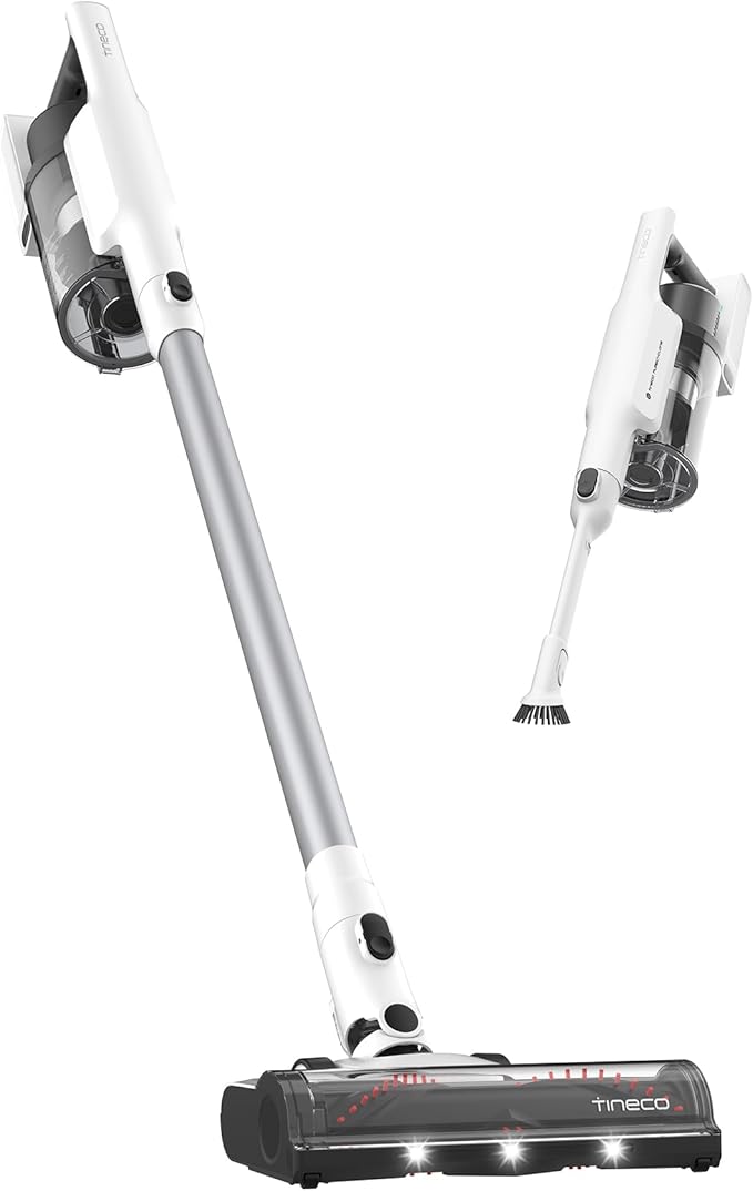 Tineco A20 Cordless Stick Vacuum Cleaner Powerful Suction 3 Modes for Multi-Level Messes 1L Larger Dustbin Ergonomic Dual-Handle Design Wall-Mount Dock LED Headlight