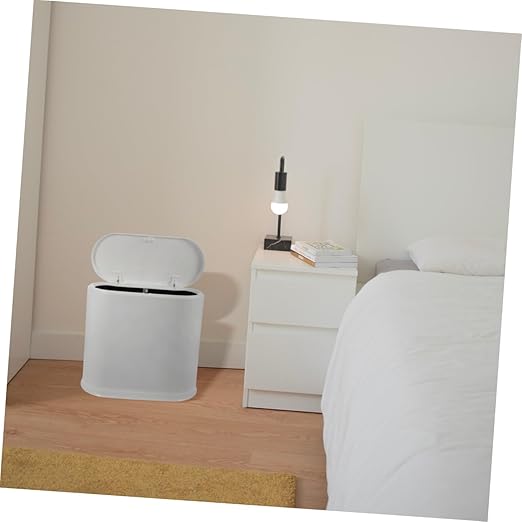Luxshiny Compact Trash Can with Lid Modern Wastebasket for Bathroom Kitchen Office Material Stylish Design for Space Saving Convenience