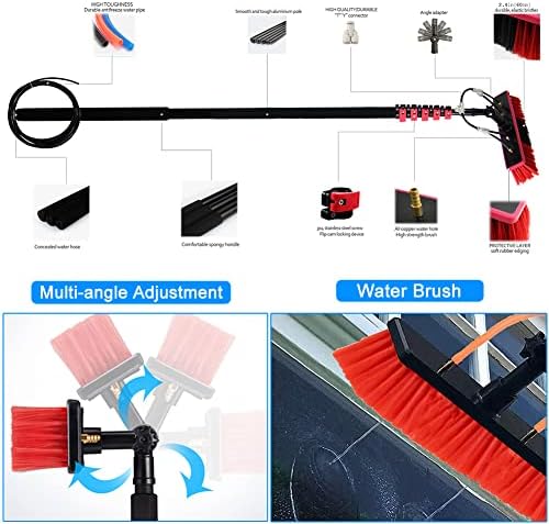 Glass Cleaning Brush Home Water Fed Telescopic Pole Kit Solar Panel Brush Rotating for Photovoltaic Panel3.6-10.8M Window Cleaning Pole Water Fed Pole Kit Telescopic Brush Extendable Window