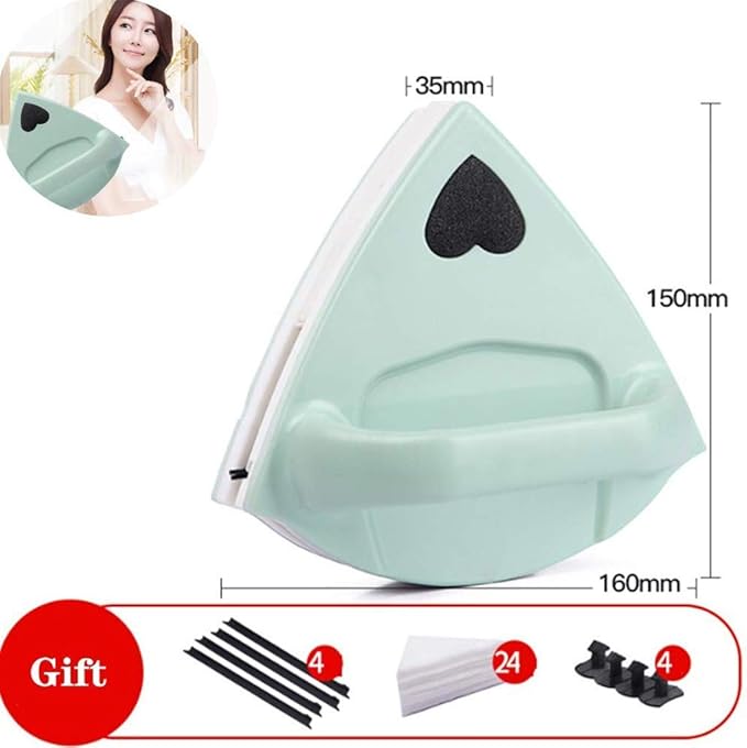 Light Green Glass WipeMagnetic Window Cleaner Side Surface Cleaning Brush Wiper Squeegee
