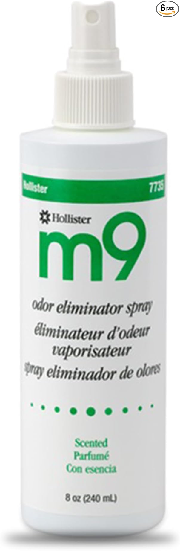 Hollister 7735 m9 Odor Eliminator Spray Green Apple Scent 8 oz Bottle 6 Pack – Ostomy Spray Ostomy Supplies Odor Neutralizer