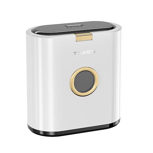 Bathroom Trash can with lid 3.4 gallon/13 Liter Ultra-Thin Plastic Trash can Press flip lid Sealed Suitable for Kitchen Bedroom Office Laundry Room Toilet RV (White)