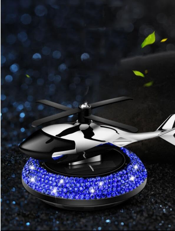 Diamond Car Air Fresheners with Solar Rotating Car Fragrance Diffuser Car Perfume Decoration Car Dashboard Aromatherapy Ornament Solar Helicopter Perfume Ornament Home Office Desktop Decoration F