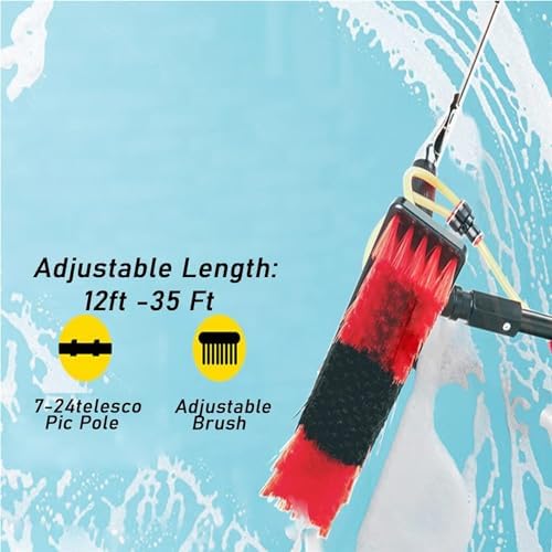 Glass Cleaning Brush Home Water Fed Telescopic Pole Kit Solar Panel Brush Rotating for Photovoltaic PanelWindow Cleaning Brush Water Fed Pole Kit3.6-12M Water Fed Cleaning Brush with Exten