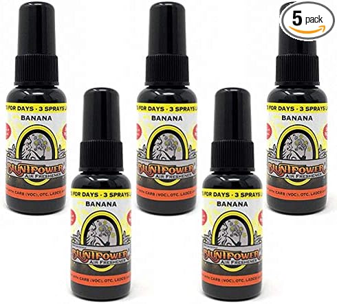 BluntPower (Banana 5 Pack) Concentrated Air Freshener - Premium Oil Based Air Freshener Spray For Home and Car - Long-Lasting Bathroom Spray Car Freshener &amp Odor Eliminator Spray