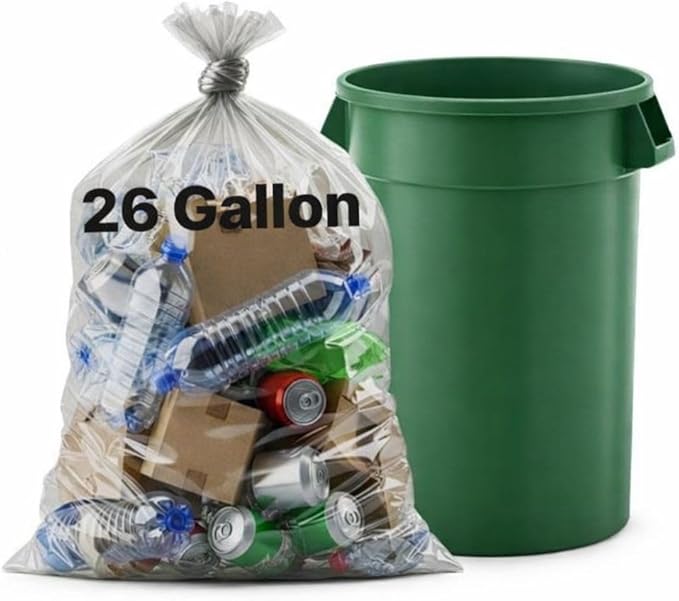 Trash Bag 26 gallon clear Ultra strong 100 count