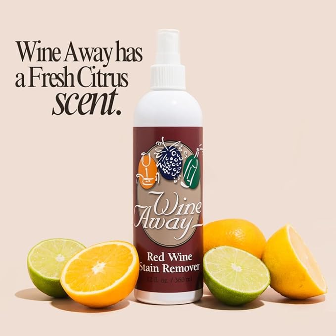 Wine Away Red Wine Stain Remover - Perfect Fabric Upholstery and Carpet Cleaner Spray Solution - Removes Wine Spots - Wine Out - Spray and Wash Laundry to Vanish Stain - 12 Ounce Set of 3