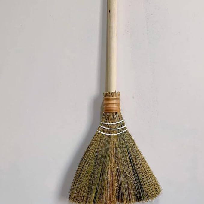 VOSAREA 2pcs Hand Woven Kitchen Broom Portable Dust Sweeper Handle for Indoor and Outdoor Cleaning Includes for Versatile Use