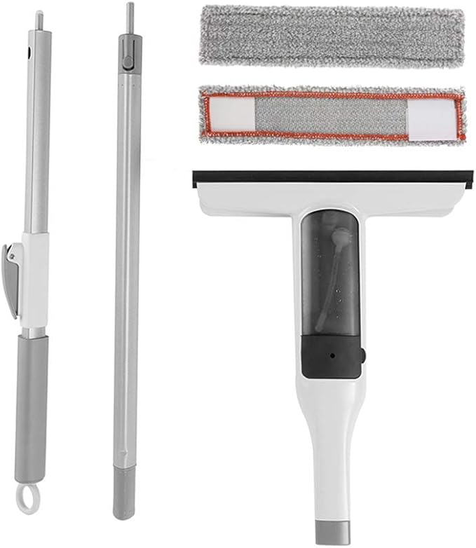 Window Squeegee Cleaner JEHONN 3 in 1 Window Cleaning Tools with Spray Scrubber Handle Window Washer for Glass Outdoor