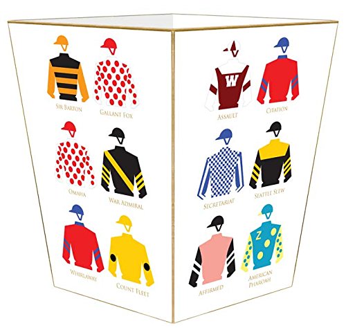Marye-Kelley WB8581-Jockey Silks Triple Crown White Wastepaper Basket