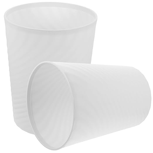 Plastic Garbage Can and Wastebasket 8L White PP Threadless Trash Bin for Home Kitchen Office 2pcs Simple Style Plastic Waste Container for Bathroom Bedroom Storage