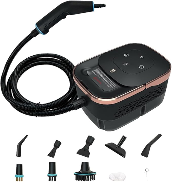 2500W Handheld Steam Cleaner 1250ML Portable Steam Cleaner 4Bar 6 Gears Adjustment 15S Preheatingfor Upholstery Bathroom Grout and Tiles Car Detailing Rose Gold