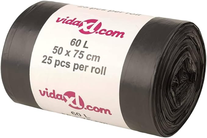 vidaXL Bin Bags 250 Pcs Trash Bag Trash Can Bin Liner for Home Office Bedroom Kitchen Multipurpose Garbage Bag Black 15.9 Gallon