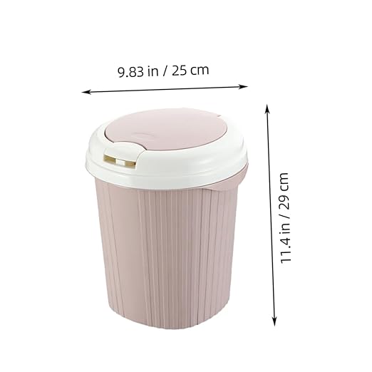 Waste Basket Push-Type Trash Can Compact Wastebasket Non-Slip Base Industrial Look