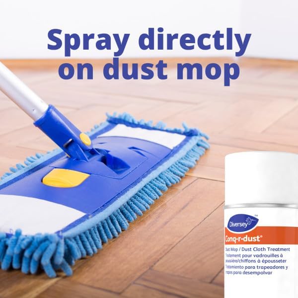 Diversey 904751 Conq-r-dust Dust Mop &amp Cloth Treatment Commercial Multi-Surface Dusting &amp Cleaning Spray Unscented Aerosol 17-Ounce