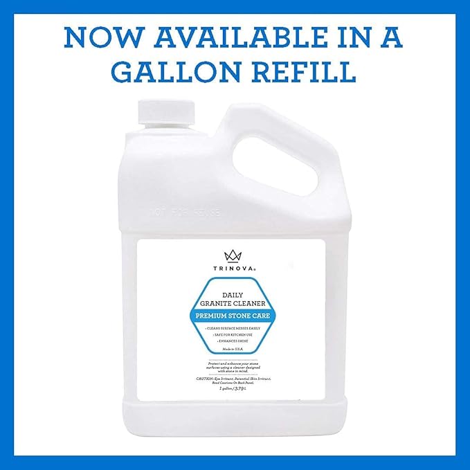 TriNova Granite Cleaner &amp Polish for Daily Use - Made in USA Enhances Shine Streak-Less - for Counter-Tops Marble Stone Bathroom Tile Kitchen &amp Islands - 18 fl oz