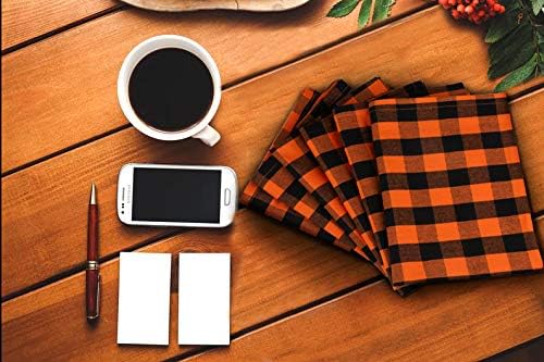 Urban Villa Halloween Kitchen Towels Set of 6 Dish Towels Size 20''x30'' Buffalo Checks Orange/Black 100% Cotton Highly Absorbent Quick Drying Dish Cloths &amp Dish Towels with Hanging Loop Tea Towel