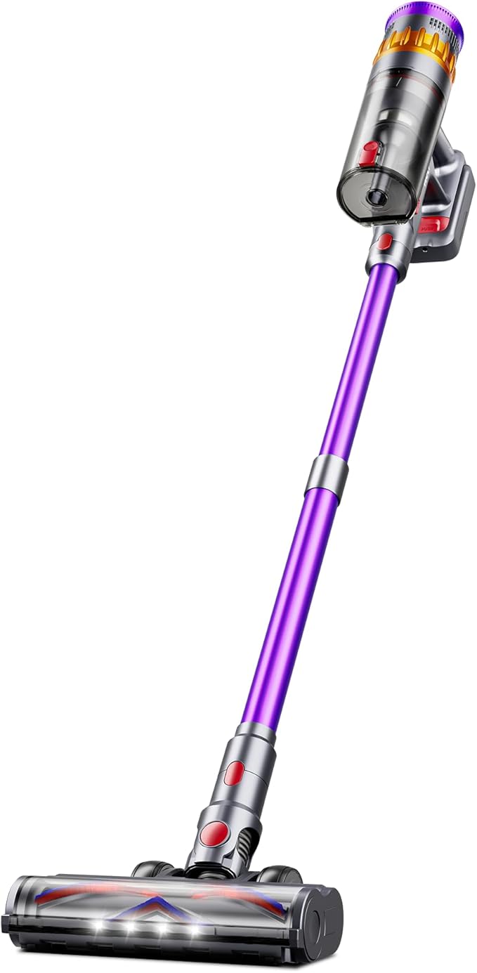 Cordless Vacuum Cleaner 600W 50Kpa 70 Mins Cordless Stick Vacuum Self-Standing Wireless Vacuum with Touch Screen Charging Dock Anti-Tangle Rechargeable Vacuum Cleaners for Home/Pet Hair/Carpet
