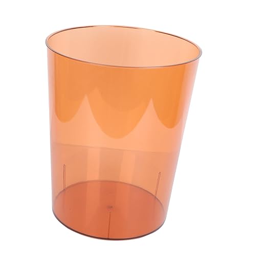 Transparent Small Orange Trash Can for Home Office Multipurpose Rubbish Holder and Flower Container Creative Modern Wastebasket with Fresh Simple Style and Space-Saving Design