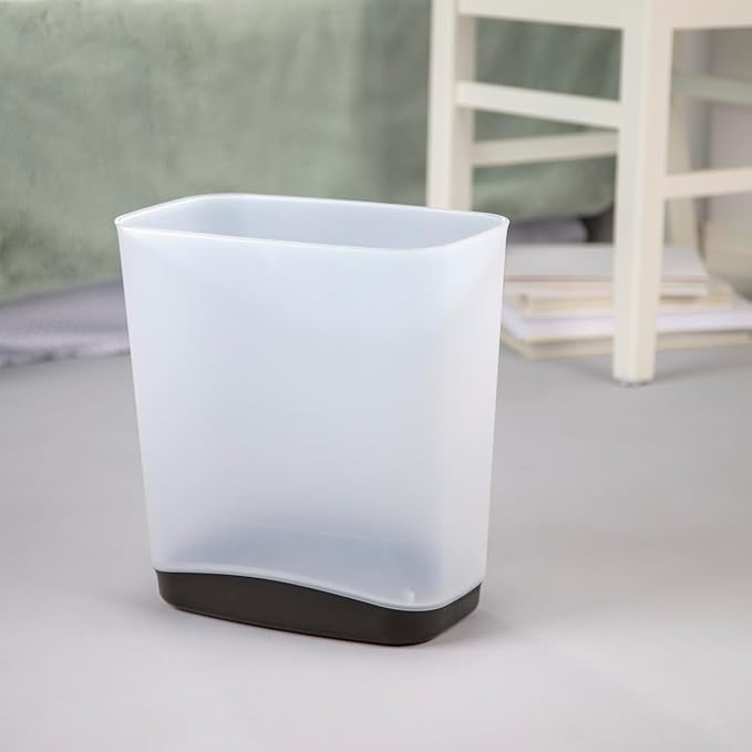 Sterilite 3.3 Gallon Slim Waste Basket Wastebasket Small Clear with Flat Gray base