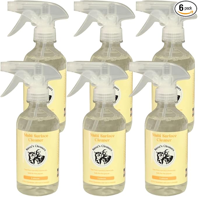 Steve's Cleaners Amazon Fulfilled Lemon Multi-Use Spray Lemon Essential Oil 6 Pack Tough on Messes Biodegradable 10 oz (Pack of 6)