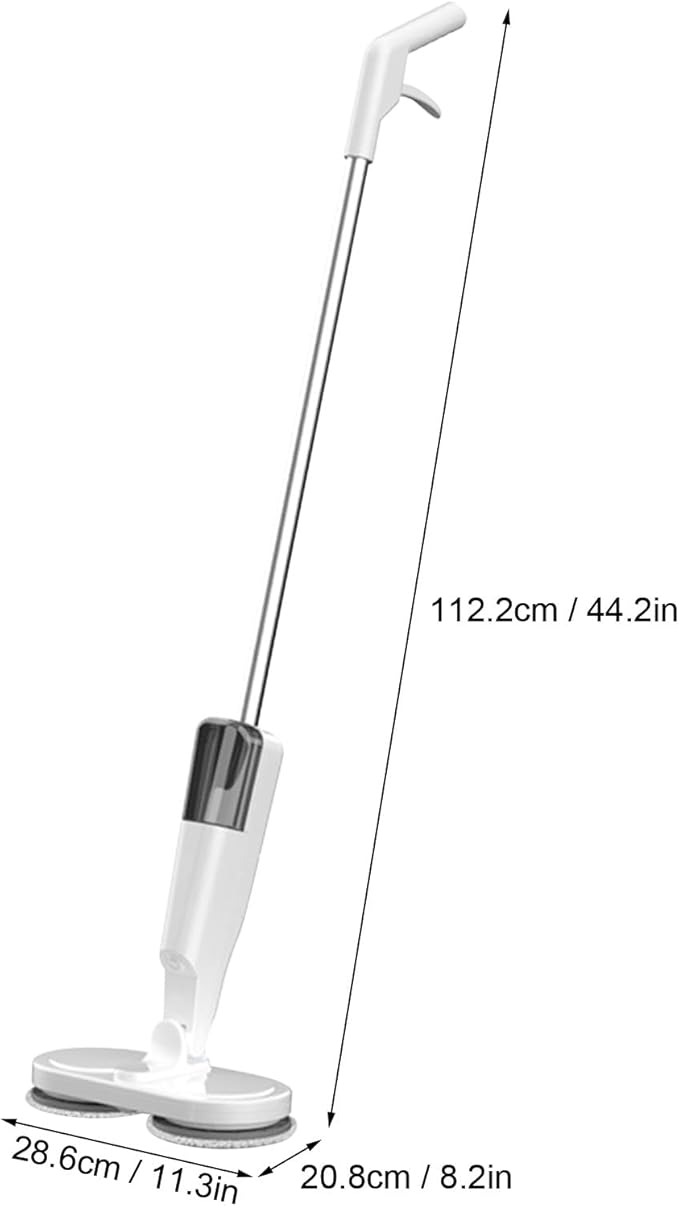 Electric Mop Rechargeable AdjustableCordless Flexible Mop with Water Sprayer for Hardwood Tile Marble Floors Versatile and Cordless and Quiet Easy to Use (White)