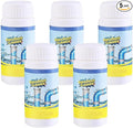 Saker Powerful Sink and Drain Cleaner Powder | Rapid-Foam Fast-Acting Pipe Declogger for Kitchen Bathroom Toilet &amp Shower Drains (5 PCS)