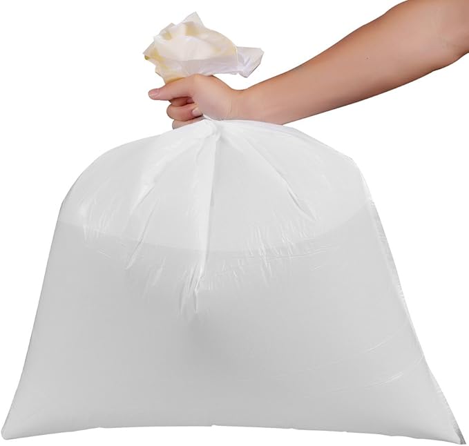 Trash Bags meidong Garbage Bags 13 Gallon Large Tall Kitchen Drawstring Strong Multipurpose White Bags for Trash Can Garbage Bin(5 Rolls/95 Counts)