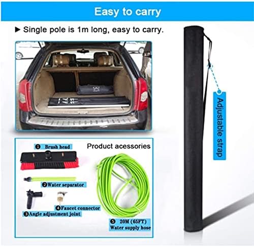 Glass Cleaning Brush Home Water Fed Telescopic Pole Kit Solar Panel Brush Rotating for Photovoltaic PanelWindow Cleaning PoleWater Fed Telescopic BrushExtendable Cleaner Conservatory Roof