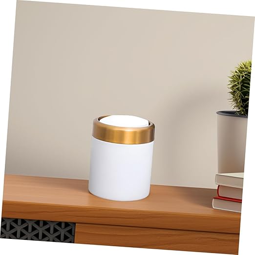 Homoyoyo Small Desk Trash Can with Lid Stainless Steel Mini Garbage Bin for Bathroom Bedroom Kitchen Round Compact Wastebasket with Flip Lid for and Storage
