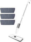 Large Household Spray Mop with Replaceable Microfiber Pad for Wet and Dry Cleaning Pads Rotating Broom(Mop with 4pc Cloth)