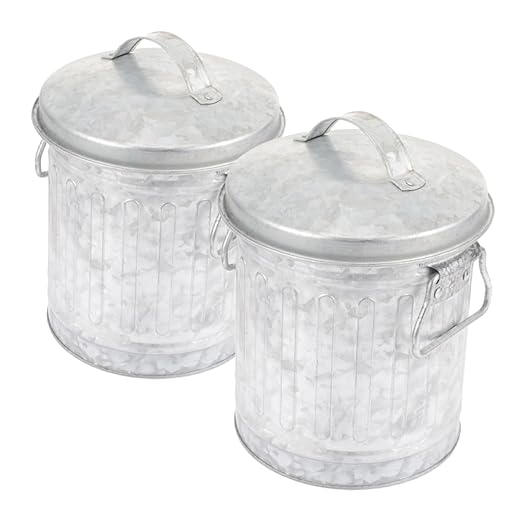 jojofuny 2pcs Iron Stationery Storage Bucket Small Wastebasket for Office Creative Rubbish Bin Easy to Use