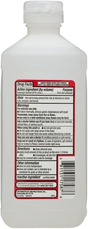 Equate 91% Isopropyl Alcohol Cleaning Solution 16 Oz 4 Bottles