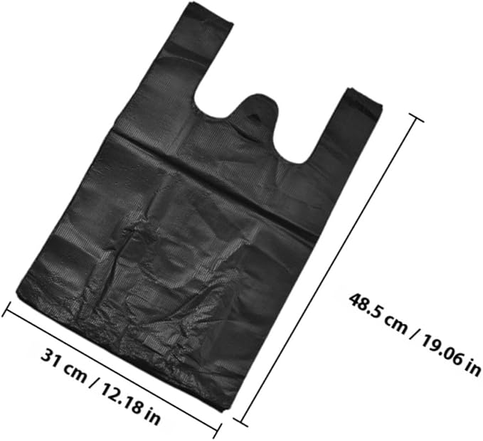 TIDTALEO Plastic Trash Bags 200pcs Black 48.5x31cm Thickened Garbage Bags with Handles for Kitchen Bathroom Home Office Bedroom Use