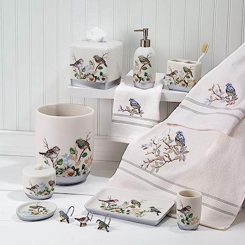 Avanti Linens - Waste Basket Decorative Trash Can Nature Design Bathroom Decor (Love Nest Collection)