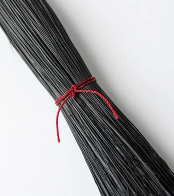 Amish Fireplace Broom - Black Handcrafted Corn Straw Hand Brush &amp Handle