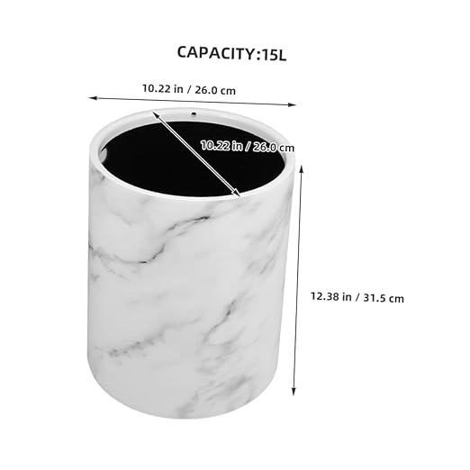 Alipis Trash Bin Marble Pattern Plastic Wastebasket Capacity for Bedroom Kitchen Living Decorative Design with Opening for Easy Use Stylish and Practical