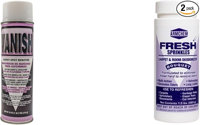 Carpet Care Bundle Vanish Spot Remover Spray and Fresh Sprinkles Bouquet Deodorizer Powder 18 oz and 1.5 lbs