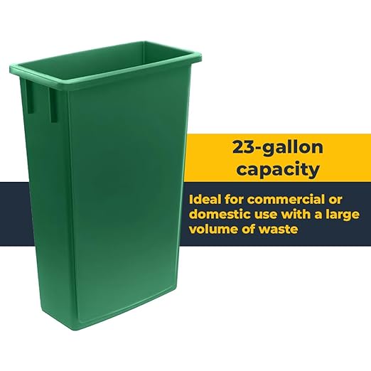 3 Pack 23 Gallon Heavy-Duty Trash Can Durable Waste Container Slim Rectangular Garbage Bin Recycling Bin Plastic Wastebasket for Kitchen Garage Hotels Restaurants Office