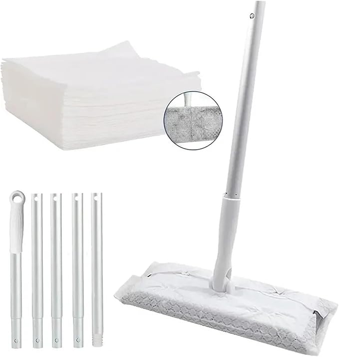 1Set Home Electrostatic Dust Collector Mop Foldable Long Handle With Disposable Vacuum Paper Floor Household Cleaning Tool