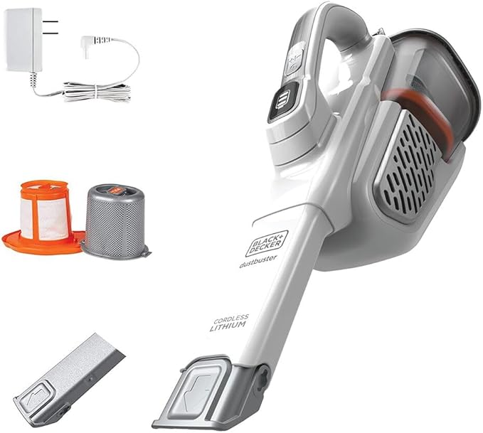 BLACK+DECKER Dust Buster Hand Held Vacuum Cordless Rechargeable Portable Vacuum for Car Extended Runtime Powerful Suction Extra Long Crevice Tool AdvancedClean+ (HHVK320J10)