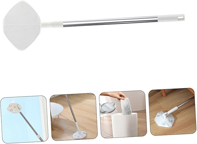 Dust Mop for Hardwood Floors with Rotating Triangular Head Washable Dry Mop and Replacement Face Towel Household Floor Cleaning Kit for Corner and Wall Use