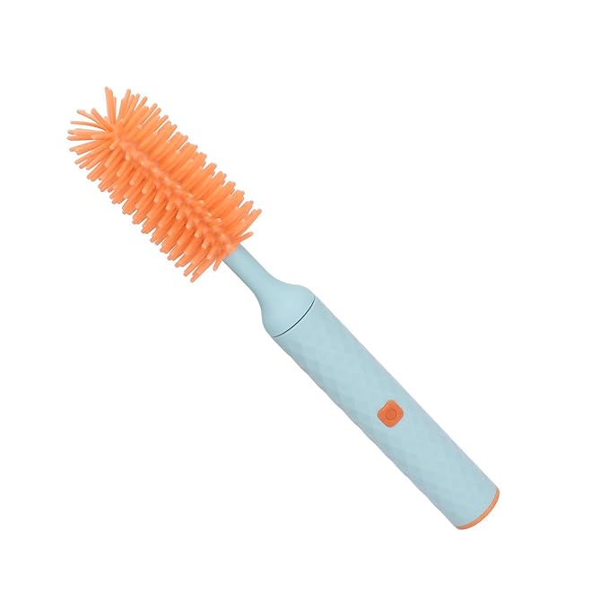 Electric Bottle Brush Set Bottle Cleaner Brush Wall Mounted Silicone 2 Speed Safety IP65 Waterproof for Straws (Blue)