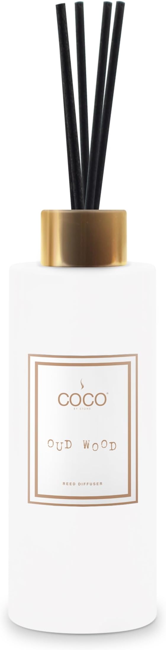 COCO by Stone 5oz Reed Diffuser (Oud Wood) – Luxury Scented Oil Diffuser for Home Aromatherapy Long-Lasting Vegan Fragrance Elegant Home Décor and Air Freshener