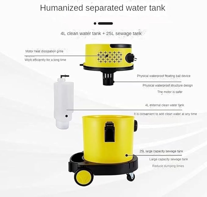 1600w Wet Dry Vacuum 2-in-1 Upholstery Cleaner Carpet Cleaner and Wet Dry Vacuum 25l Stainless Steel Container