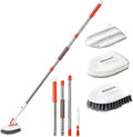 Floor Scrubber Brush Set with Hard Bristle Seam Brush and Fiber Cloth Pad Multipurpose Bathroom Tile and Grout Cleaning Tool for Indoor Floor and Shower Maintenance