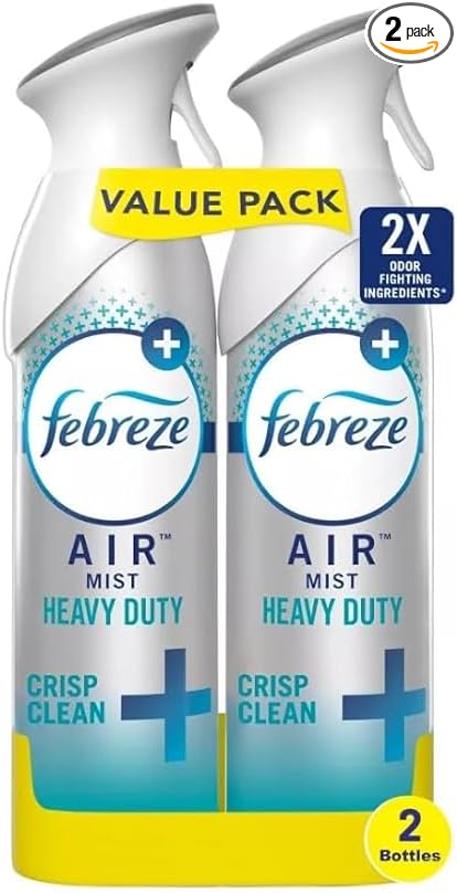 Febreeze Air Mist Heavy Duty Crisp Clean 2 Pack 2X Odor-Eliminating Power